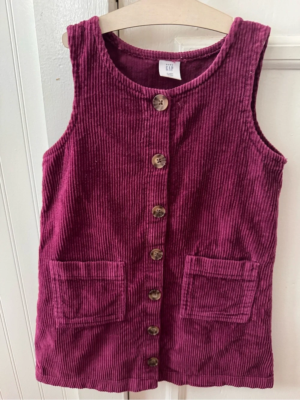 GAP Toddler Corduroy Button-Front Vest - Berry